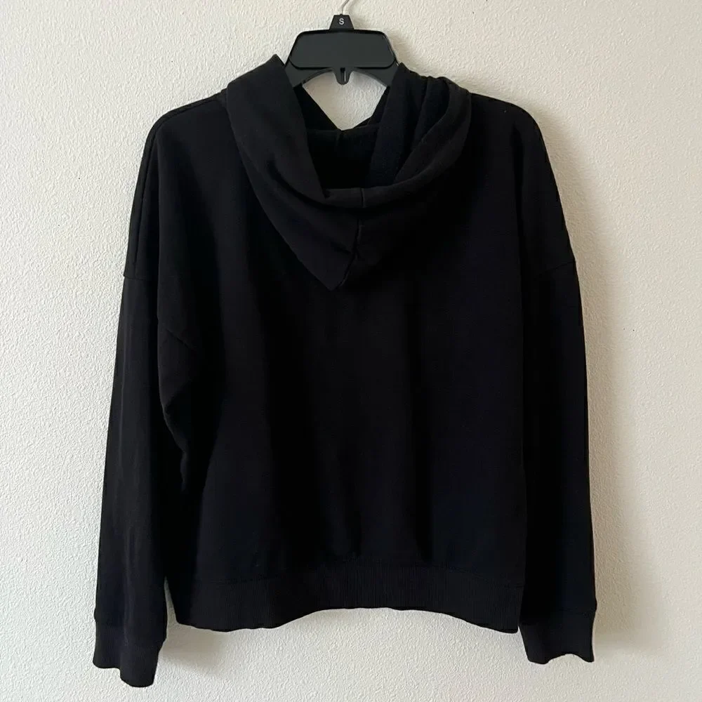 Justice Girls Blue Glitter Be Happy Be Kind Black Semi Crop Sweatshirt XL(14_16)